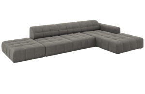 Cosmopolitan Design Šedá sametová rohová pohovka Chicago 341 cm