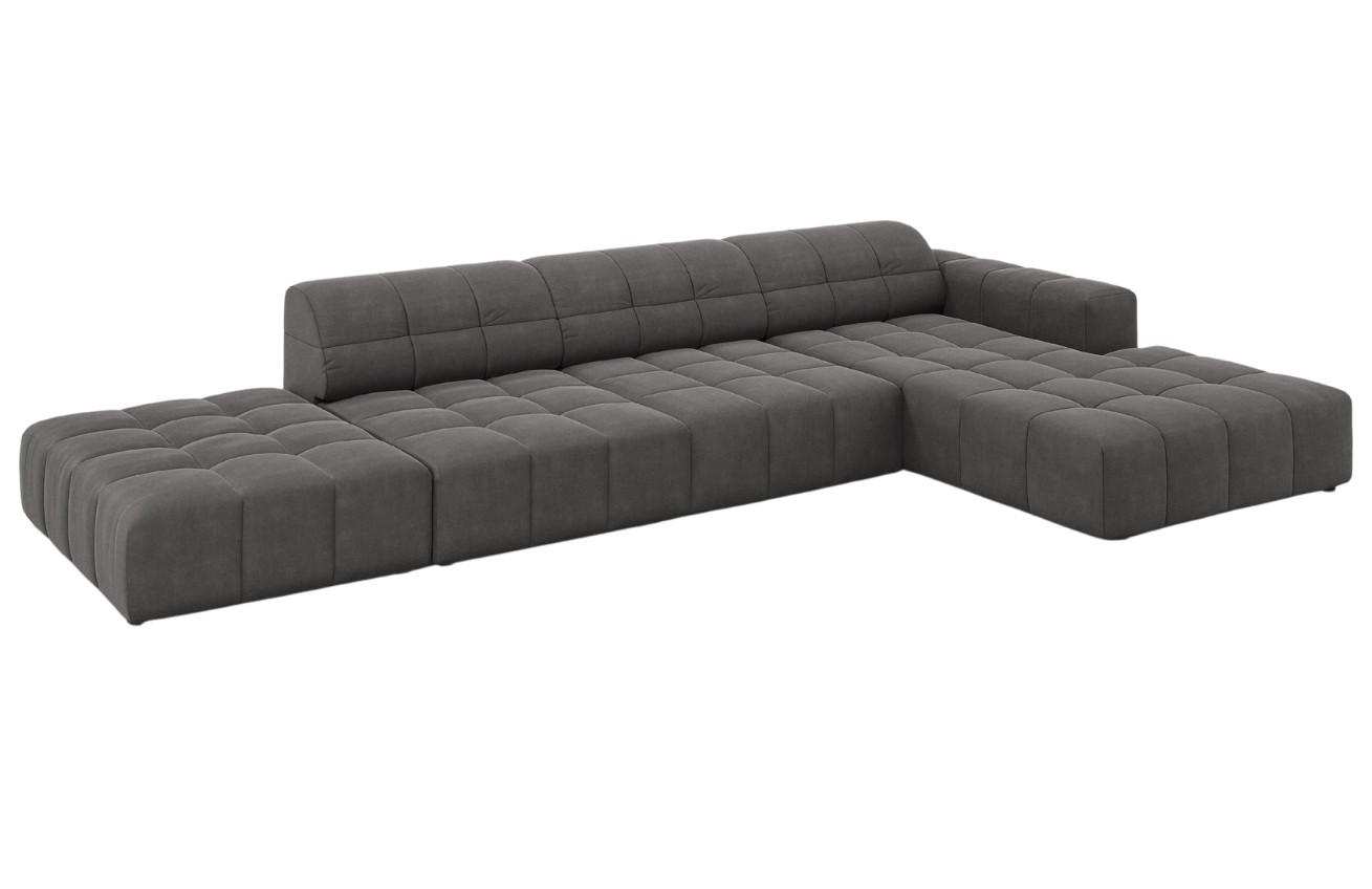 Cosmopolitan Design Tmavě šedá sametová rohová pohovka Chicago 341 cm