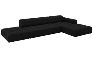 Cosmopolitan Design Černá sametová rohová pohovka Chicago 341 cm