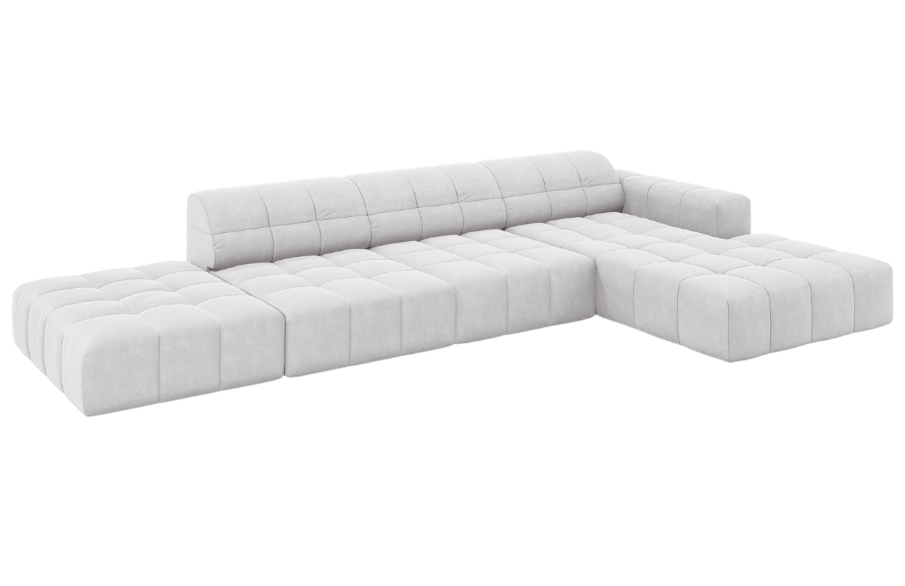 Cosmopolitan Design Světle šedá sametová rohová pohovka Chicago 341 cm