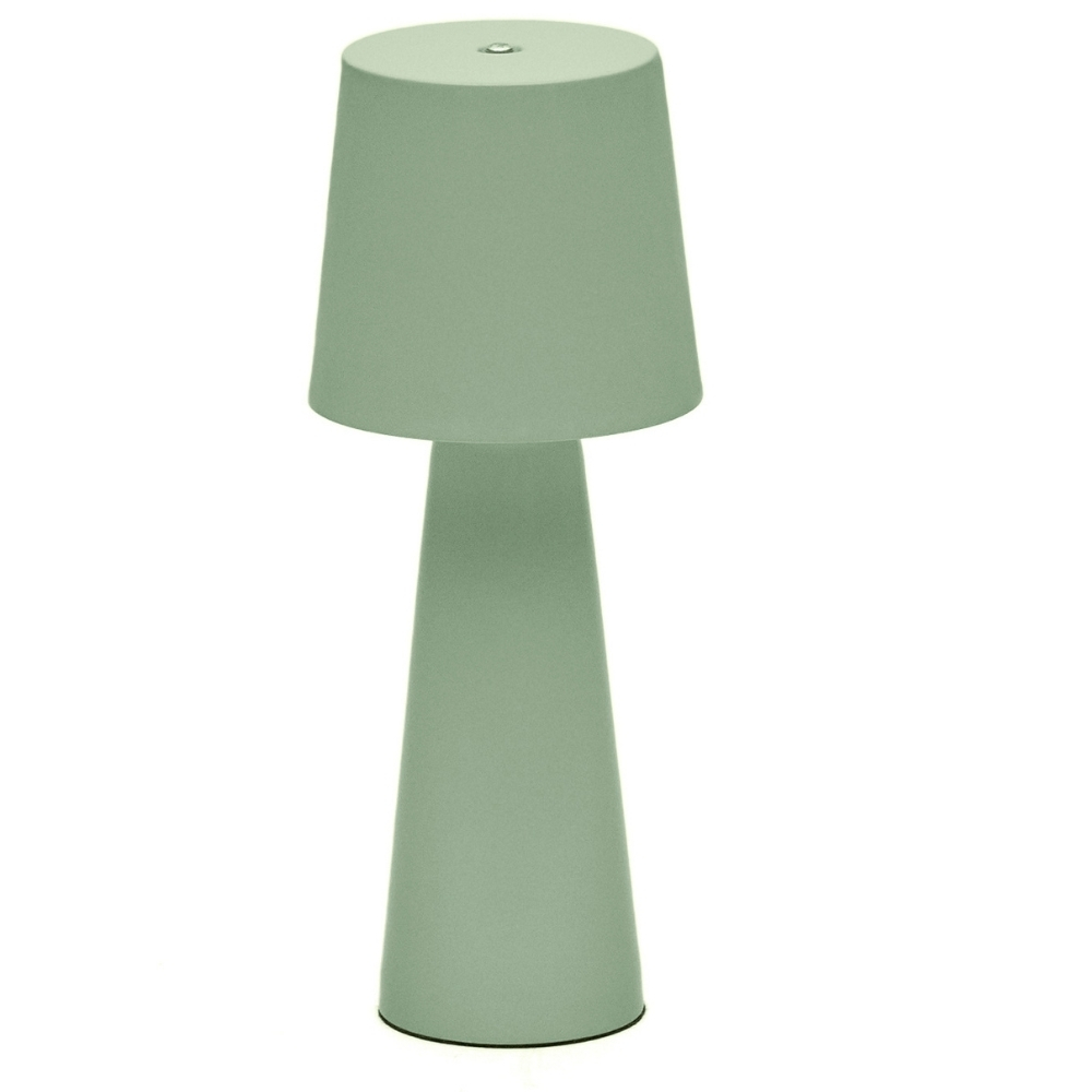 Kave Home Mátově zelená kovová zahradní stolní LED lampa Arenys S