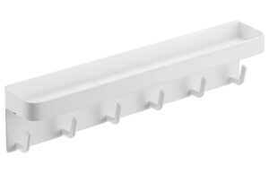 Bílý kovový nástěnný věšák na klíče Yamazaki Smart 6 x 25 cm s policí