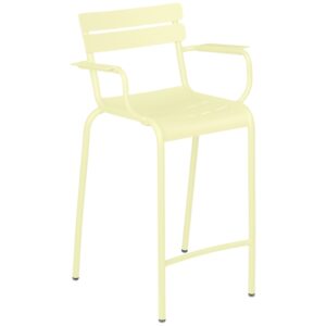 Citronově žlutá kovová barová židle Fermob Luxembourg 70 cm