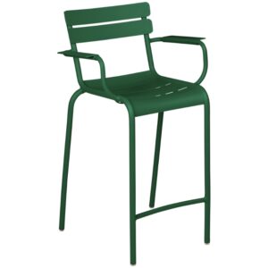 Tmavě zelená kovová barová židle Fermob Luxembourg 70 cm