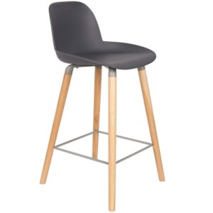 Tmavě šedá plastová barová židle ZUIVER ALBERT KUIP 65 cm