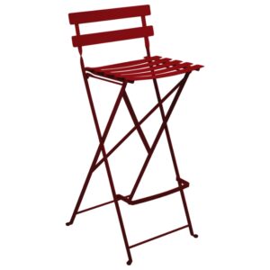 Červená kovová skládací barová židle Fermob Bistro 74 cm