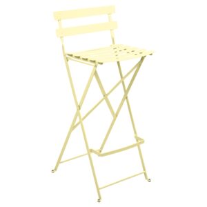 Citronově žlutá kovová skládací barová židle Fermob Bistro 74 cm