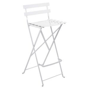 Bílá kovová skládací barová židle Fermob Bistro 74 cm