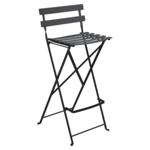 Antracitová kovová skládací barová židle Fermob Bistro 74 cm