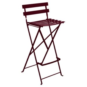 Třešňově červená kovová skládací barová židle Fermob Bistro 74 cm