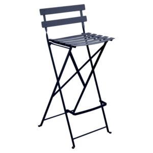Tmavě modrá kovová skládací barová židle Fermob Bistro 74 cm