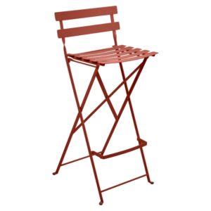 Zemitě červená kovová skládací barová židle Fermob Bistro 74 cm