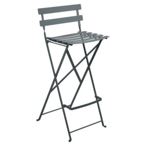 Šedá kovová skládací barová židle Fermob Bistro 74 cm