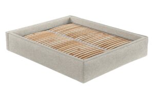 Maison de Rêve Šedobéžová čalouněná dvoulůžková postel ALVAR L 180 x 200 cm s úložným prostorem
