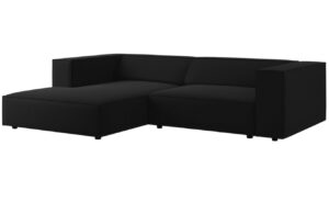 Cosmopolitan Design Černá sametová rohová pohovka Arendal 224 cm