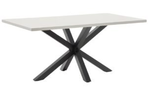 Kave Home Bílý jídelní stůl Argo 160 x 100 cm s černou kovovou podnoží