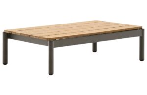 Kave Home Dřevěný zahradní stolek Sorells 91 x 57 cm se zelenou podnoží
