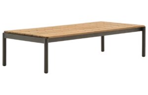 Kave Home Dřevěný zahradní stolek Sorells 149 x 63 cm se zelenou podnoží
