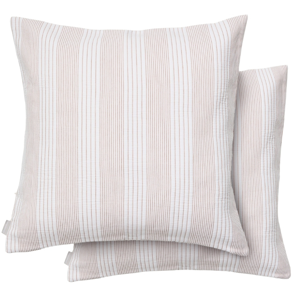 Kave Home Set dvou béžovobílých bavlněných povlaků na polštář Macie 50 x 50 cm
