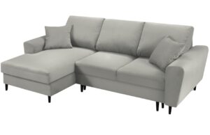 Cosmopolitan Design Šedá manšestrová rozkládací pohovka Kyoto 241 cm