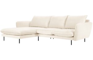 Cosmopolitan Design Světle béžová sametová rohová pohovka Vienna 255 cm