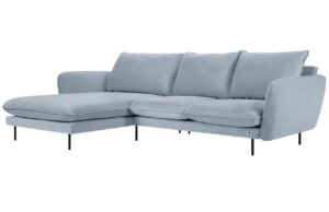 Cosmopolitan Design Světle modrá sametová rohová pohovka Vienna 255 cm