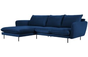 Cosmopolitan Design Královsky modrá sametová rohová pohovka Vienna 255 cm