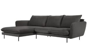 Cosmopolitan Design Šedá sametová rohová pohovka Vienna 255 cm