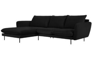 Cosmopolitan Design Černá sametová rohová pohovka Vienna 255 cm