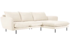 Cosmopolitan Design Světle béžová sametová rohová pohovka Vienna 255 cm