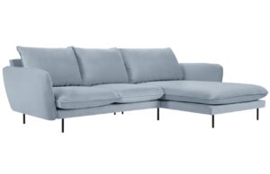 Cosmopolitan Design Světle modrá sametová rohová pohovka Vienna 255 cm