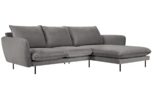 Cosmopolitan Design Světle šedá sametová rohová pohovka Vienna 255 cm
