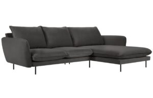 Cosmopolitan Design Šedá sametová rohová pohovka Vienna 255 cm