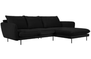 Cosmopolitan Design Černá sametová rohová pohovka Vienna 255 cm