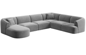 Cosmopolitan Design Šedá sametová rohová pohovka Campi 330 cm