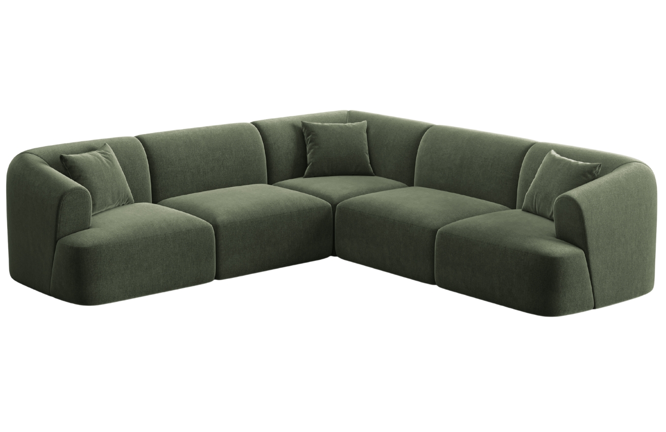 Cosmopolitan Design Zelená sametová rohová pohovka Campi 255 cm