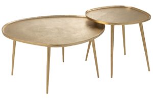 J-line Set dvou zlatých odkládacích stolků Vinta 73 x 63/43 cm