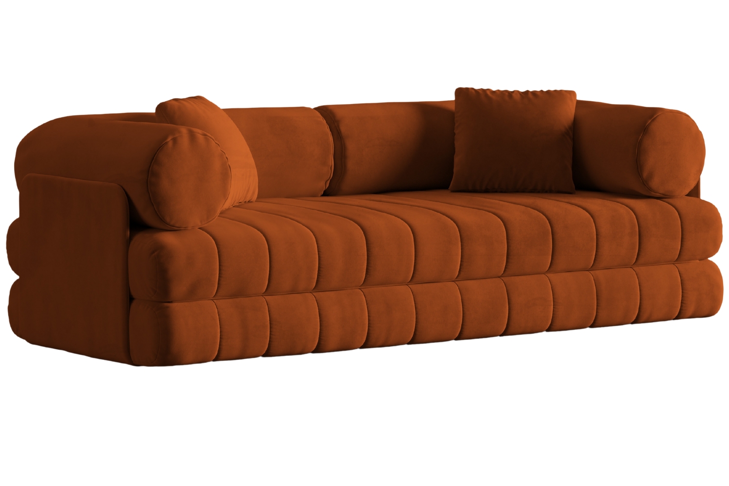 Cosmopolitan Design Terakotově oranžová sametová rozkládací pohovka Kemi 206 cm