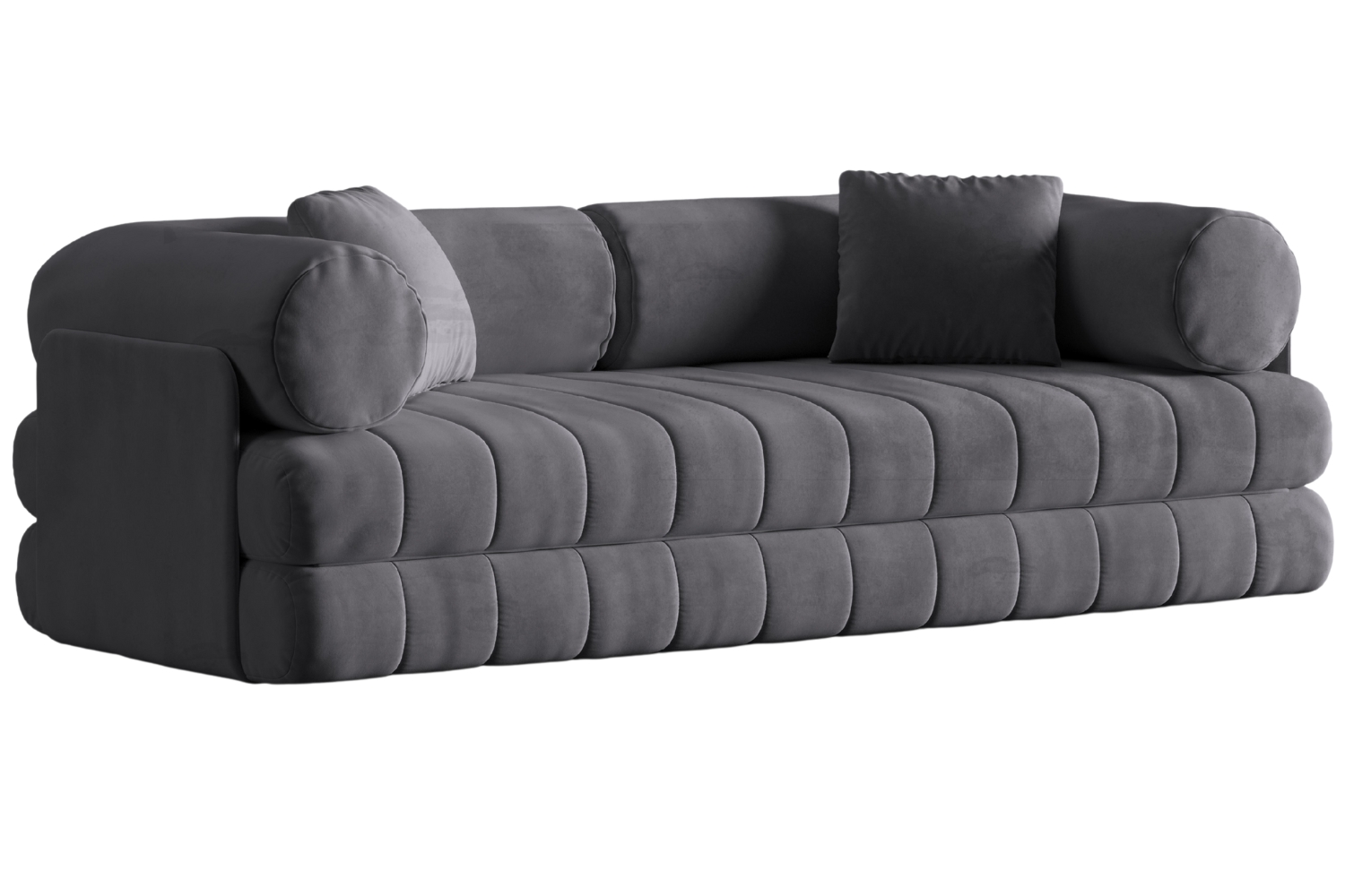 Cosmopolitan Design Tmavě šedá sametová rozkládací pohovka Kemi 206 cm
