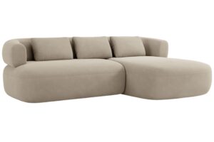 Windsor & Co Béžová sametová rohová pohovka Aldrin 225 cm