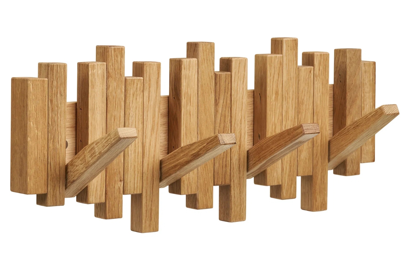 Nordic Living Dubový nástěnný věšák Caltro 40 cm