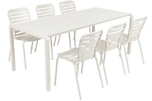 Zuiver Bílý zahradní set stolu a šesti židlí VONDEL