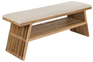 Housecraft Living Dřevěná lavice Djia 110 cm s béžovým sedákem