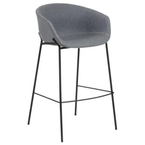 Kave Home Šedá látková barová židle Yvette 74 cm – vystavený kus