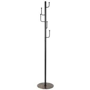 Housecraft Living Černý kovový stojací věšák Baz 178 cm s mramorovou podstavou