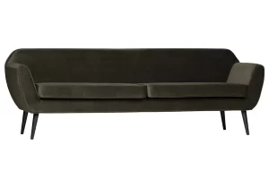 WOOOD Tmavě zelená sametová čtyřmístná pohovka Rocco 230 cm