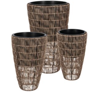 Bizzotto Set tří zahradních květináčů z umělého ratanu Ayun Ø26/30/36 cm
