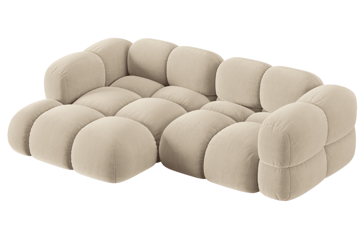 Cosmopolitan Design Světle béžová sametová rohová pohovka Loretto 250 cm