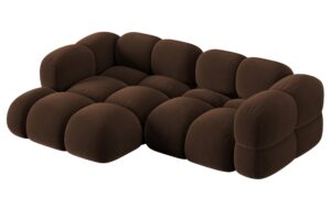 Cosmopolitan Design Hnědá sametová rohová pohovka Loretto 250 cm