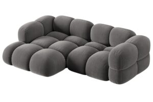 Cosmopolitan Design Šedá sametová rohová pohovka Loretto 250 cm